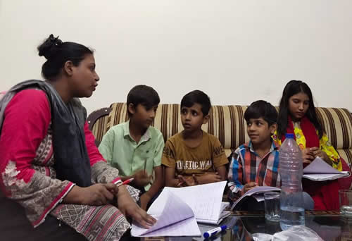 Instructor Wardah with Little lingusits of Lahore